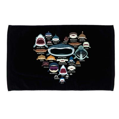 Types Of Shark Identification Shark Faces Shark Heart Microfiber Hand Towel