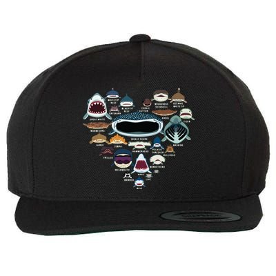 Types Of Shark Identification Shark Faces Shark Heart Wool Snapback Cap