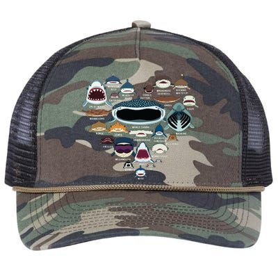 Types Of Shark Identification Shark Faces Shark Heart Retro Rope Trucker Hat Cap