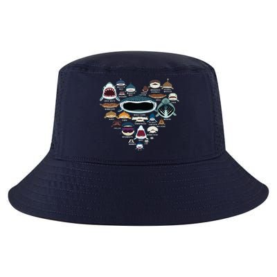 Types Of Shark Identification Shark Faces Shark Heart Cool Comfort Performance Bucket Hat