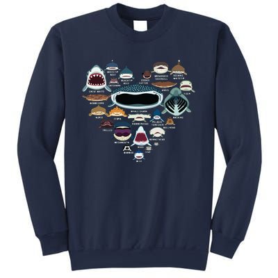 Types Of Shark Identification Shark Faces Shark Heart Sweatshirt