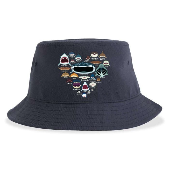 Types Of Shark Identification Shark Faces Shark Heart Sustainable Bucket Hat