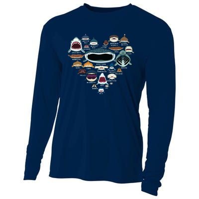 Types Of Shark Identification Shark Faces Shark Heart Cooling Performance Long Sleeve Crew