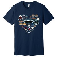 Types Of Shark Identification Shark Faces Shark Heart Premium T-Shirt