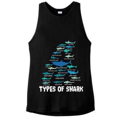 Types Of Shark Megalodon Great White Nurse Shark Ladies PosiCharge Tri-Blend Wicking Tank