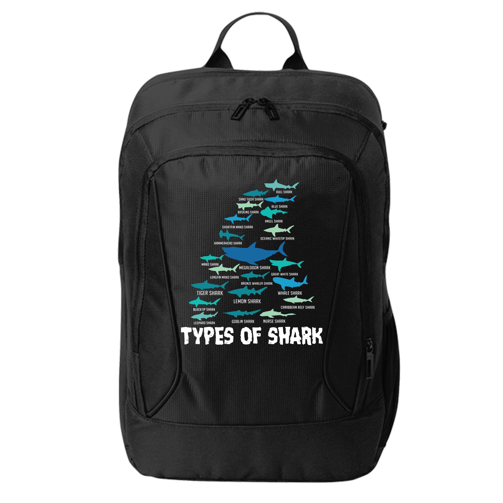 Types Of Shark Megalodon Great White Nurse Shark City Backpack