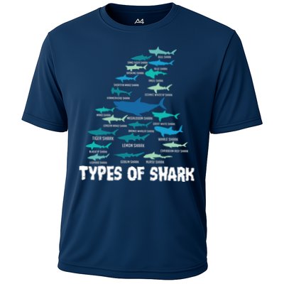Types Of Shark Megalodon Great White Nurse Shark Performance Shirt