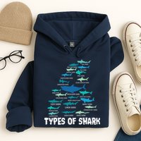 Types Of Shark Megalodon Great White Nurse Shark Hoodie