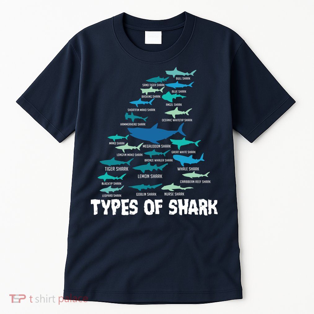 Types Of Shark Megalodon Great White Nurse Shark Tall T-Shirt