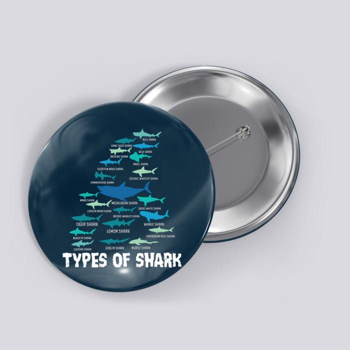 Types Of Shark Megalodon Great White Nurse Shark Button