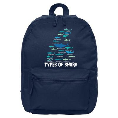 Types Of Shark Megalodon Great White Nurse Shark 16 in Basic Backpack