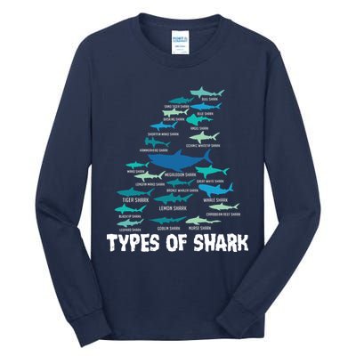Types Of Shark Megalodon Great White Nurse Shark Tall Long Sleeve T-Shirt