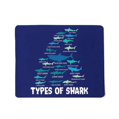 Types Of Shark Megalodon Great White Nurse Shark Mousepad