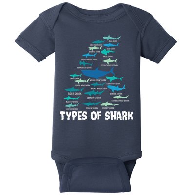 Types Of Shark Megalodon Great White Nurse Shark Baby Bodysuit