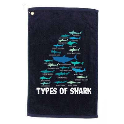 Types Of Shark Megalodon Great White Nurse Shark Platinum Collection Golf Towel