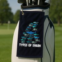 Types Of Shark Megalodon Great White Nurse Shark Golf Towel