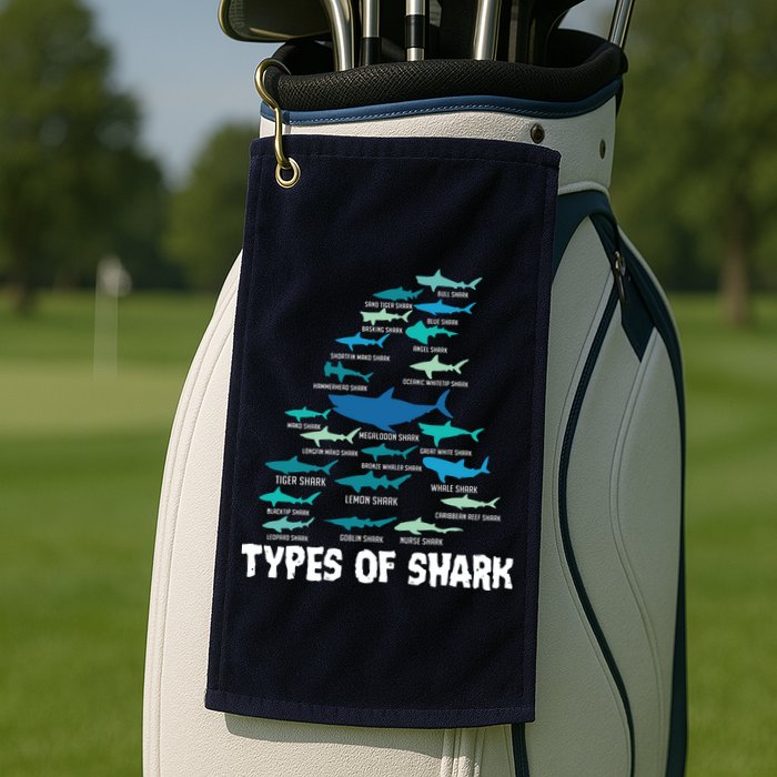 Types Of Shark Megalodon Great White Nurse Shark Golf Towel