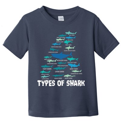Types Of Shark Megalodon Great White Nurse Shark Toddler T-Shirt