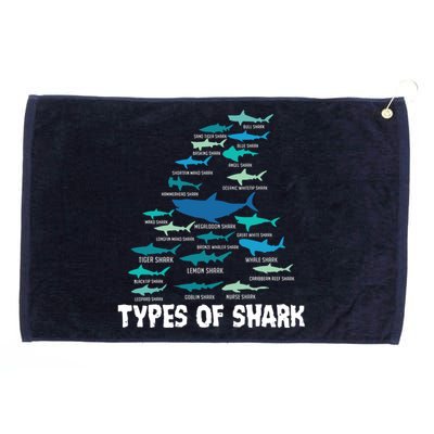 Types Of Shark Megalodon Great White Nurse Shark Grommeted Golf Towel