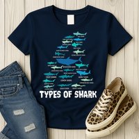 Types Of Shark Megalodon Great White Nurse Shark Womens T-Shirt