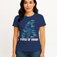 Types Of Shark Megalodon Great White Nurse Shark Womens T-Shirt