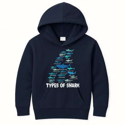 Types Of Shark Megalodon Great White Nurse Shark Kids Hoodie