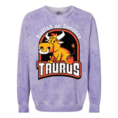 Taurusbullish on success funny affirmation horoscope sign Colorblast Crewneck Sweatshirt