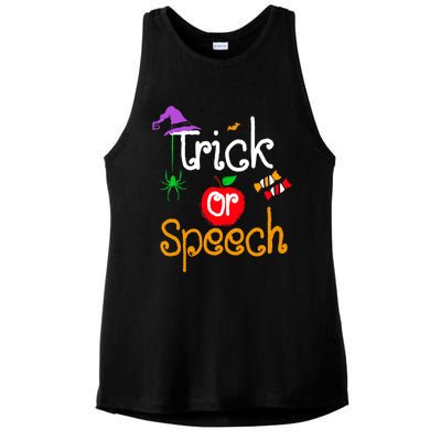 Tricks Or Speech Languages Teacher Halloween Costume Ladies PosiCharge Tri-Blend Wicking Tank