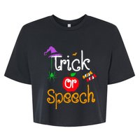 Tricks Or Speech Languages Teacher Halloween Costume Bella+Canvas Jersey Crop Tee