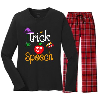 Tricks Or Speech Languages Teacher Halloween Costume Women's Long Sleeve Flannel Pajama Set 