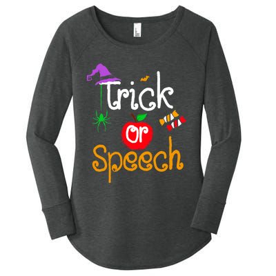 Tricks Or Speech Languages Teacher Halloween Costume Women's Perfect Tri Tunic Long Sleeve Shirt