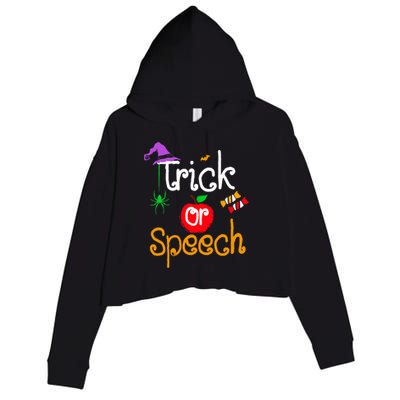 Tricks Or Speech Languages Teacher Halloween Costume Crop Fleece Hoodie