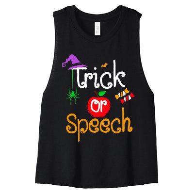 Tricks Or Speech Languages Teacher Halloween Costume Women's Racerback Cropped Tank