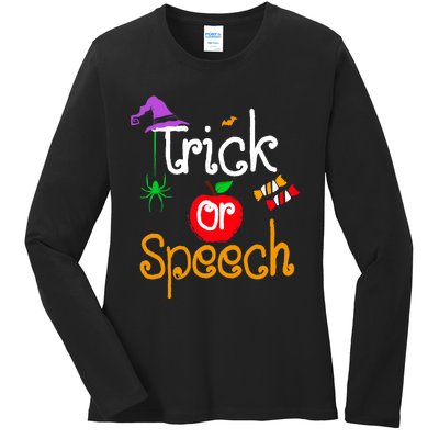 Tricks Or Speech Languages Teacher Halloween Costume Ladies Long Sleeve Shirt