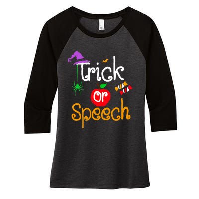 Tricks Or Speech Languages Teacher Halloween Costume Women's Tri-Blend 3/4-Sleeve Raglan Shirt