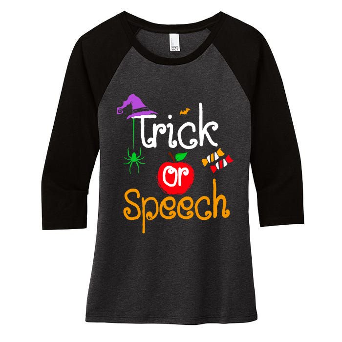 Tricks Or Speech Languages Teacher Halloween Costume Women's Tri-Blend 3/4-Sleeve Raglan Shirt