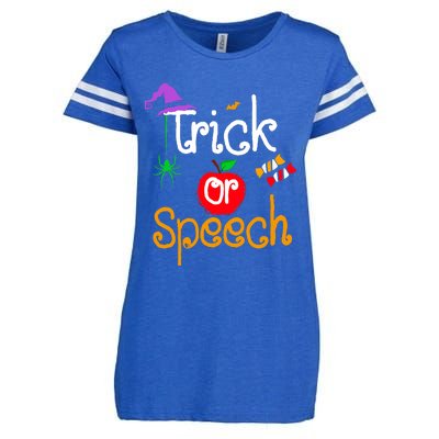 Tricks Or Speech Languages Teacher Halloween Costume Enza Ladies Jersey Football T-Shirt