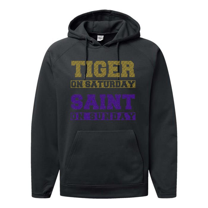 Tiger On Saturday Saint On Sunday Performance Fleece Hoodie