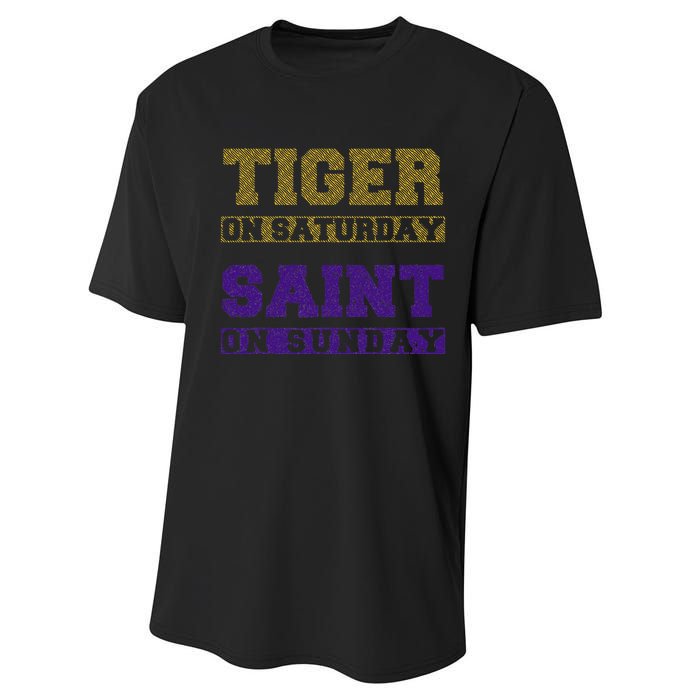 Tiger On Saturday Saint On Sunday Performance Sprint T-Shirt