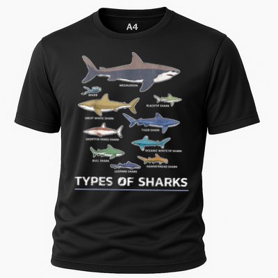 Types of Shark Megalodon Great White Nurse Shark Performance Shirt