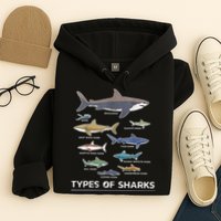 Types of Shark Megalodon Great White Nurse Shark Hoodie