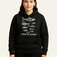 Types of Shark Megalodon Great White Nurse Shark Hoodie