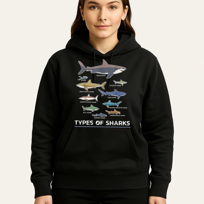 Types of Shark Megalodon Great White Nurse Shark Hoodie