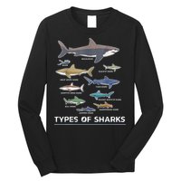 Types of Shark Megalodon Great White Nurse Shark Long Sleeve Shirt