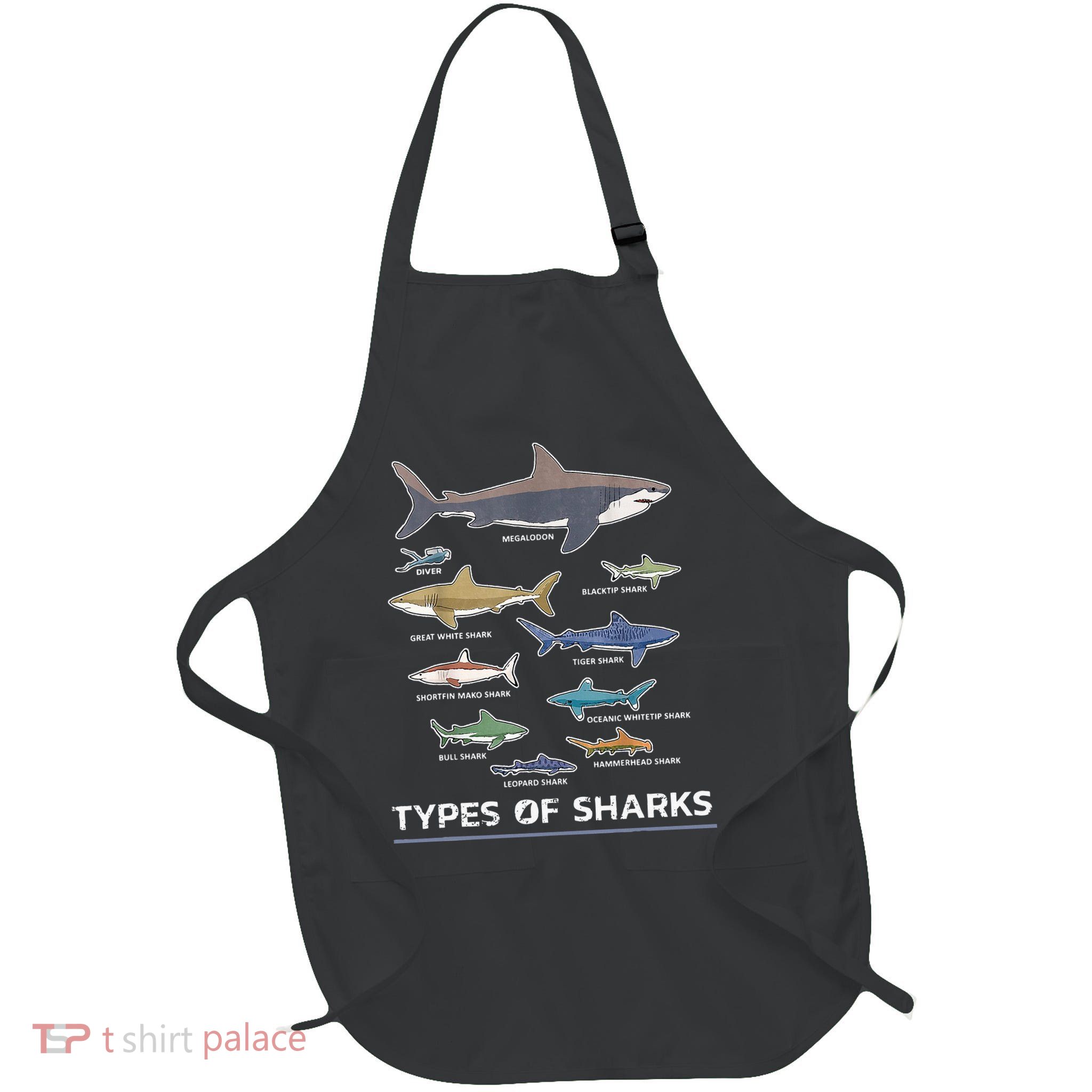 Types of Shark Megalodon Great White Nurse Shark Apron