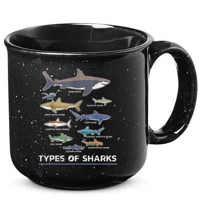 Types of Shark Megalodon Great White Nurse Shark 15oz Campfire Ceramic Mug