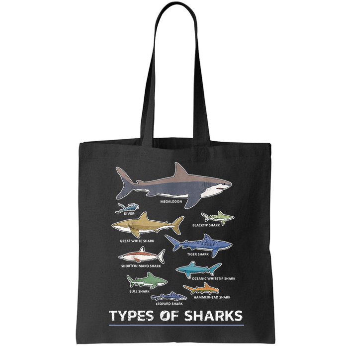 Types of Shark Megalodon Great White Nurse Shark Bag