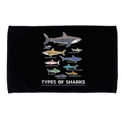 Types of Shark Megalodon Great White Nurse Shark Microfiber Hand Towel