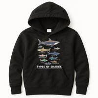 Types of Shark Megalodon Great White Nurse Shark Kids Hoodie