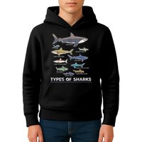 Types of Shark Megalodon Great White Nurse Shark Kids Hoodie